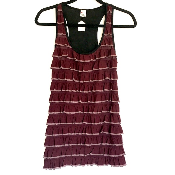 Miss Me Tops - Miss Me Women's Burgundy Ruffle Racerback Tank NWT